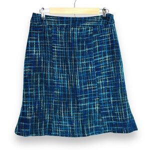 Chadwicks Women Mini Skirt Sz 10 Flare Mermaid Blue Tweed Plaid Corpcore Career